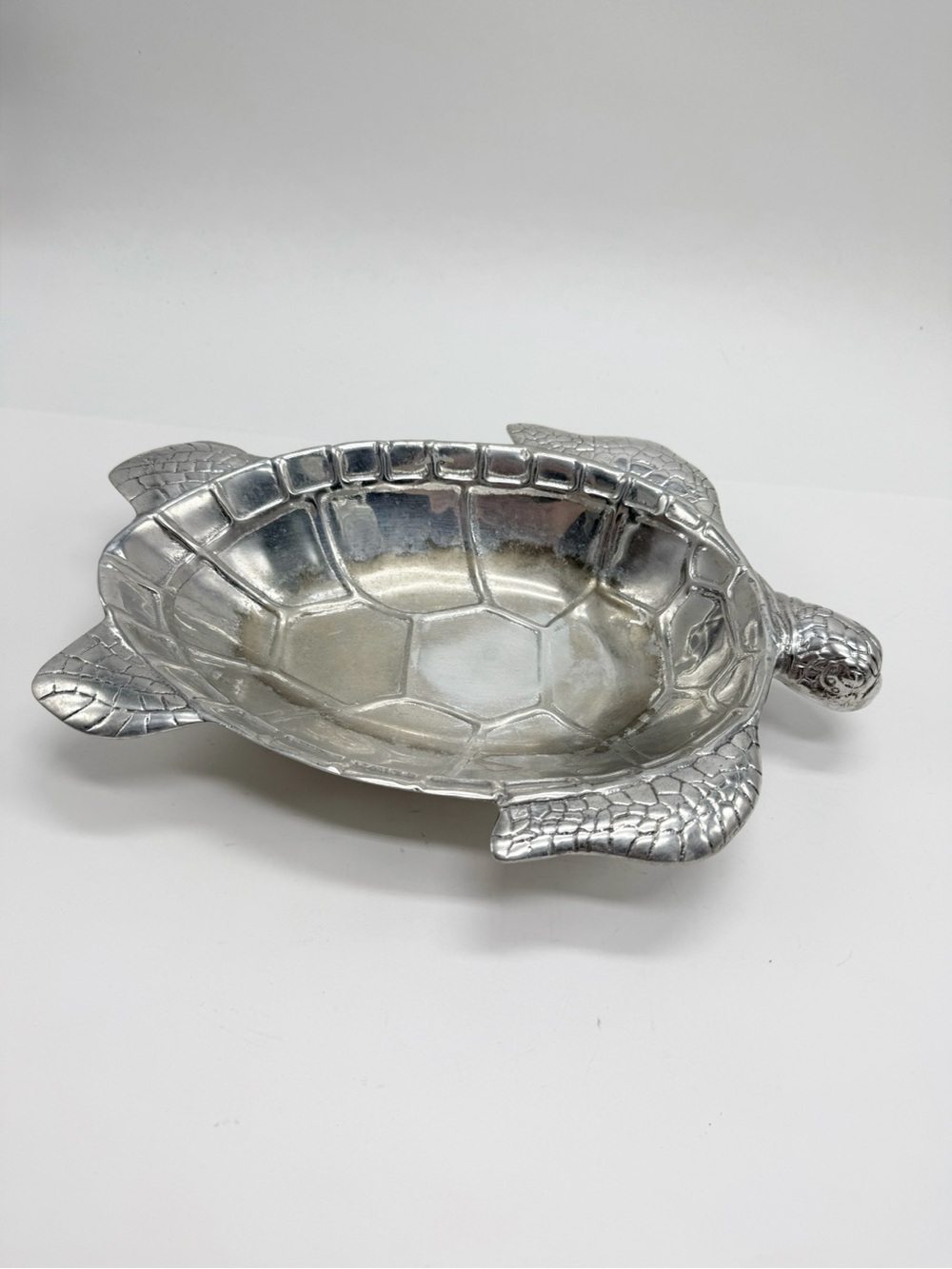 Metallic Silver Turtle Decorative Tray